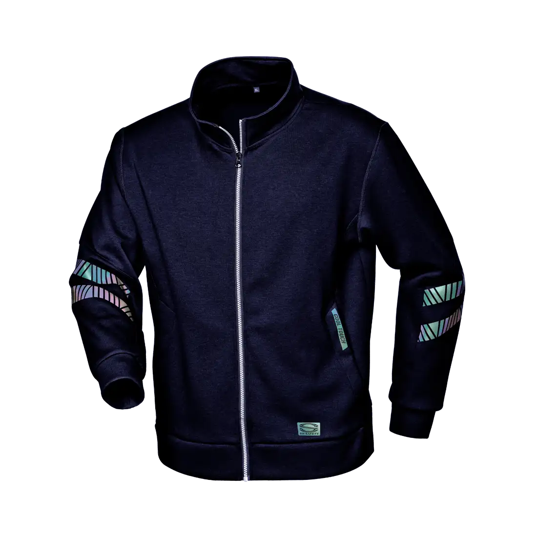 SIR SAFETY BADGER Hi Vis Reflective Zip Neck Work Sweatshirt MEN - Windproof Collar – Image 2