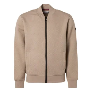 Sweater Full Zipper Double Layer Jacquard Resposible Choice Cotton | Sand