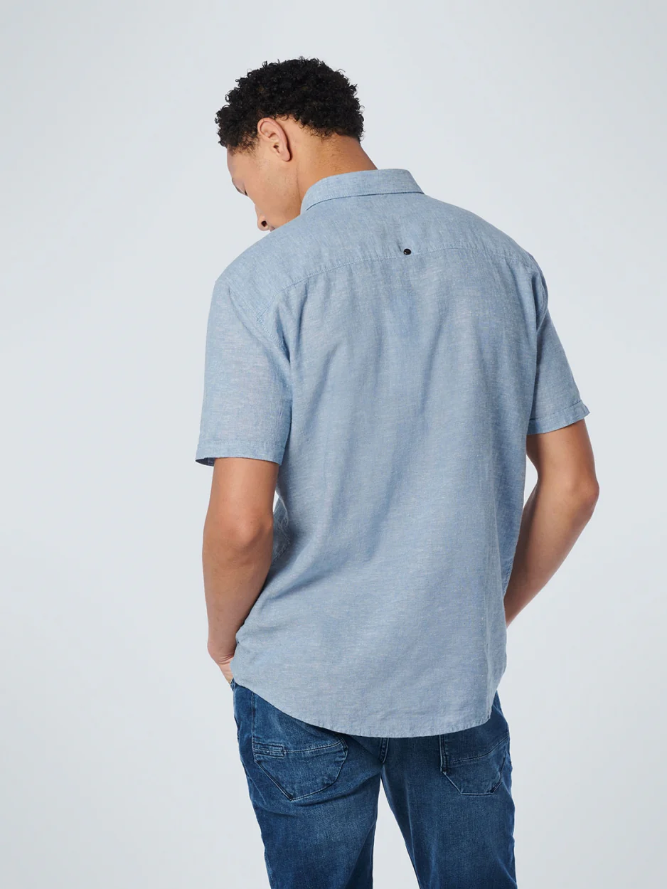 Chemise à manches courtes 2 Colour Melange With Linen | Blue – Image 3