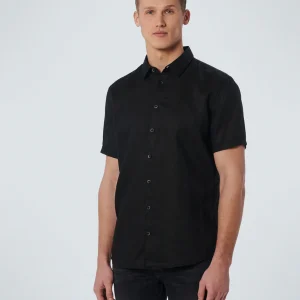 Chemise à manches courtes en lin solide | Black