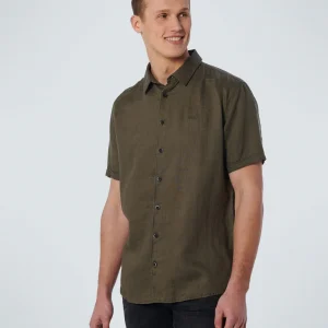 Chemise à manches courtes en lin solide | Army