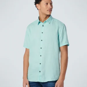 Chemise à manches courtes en lin solide | Light Aqua