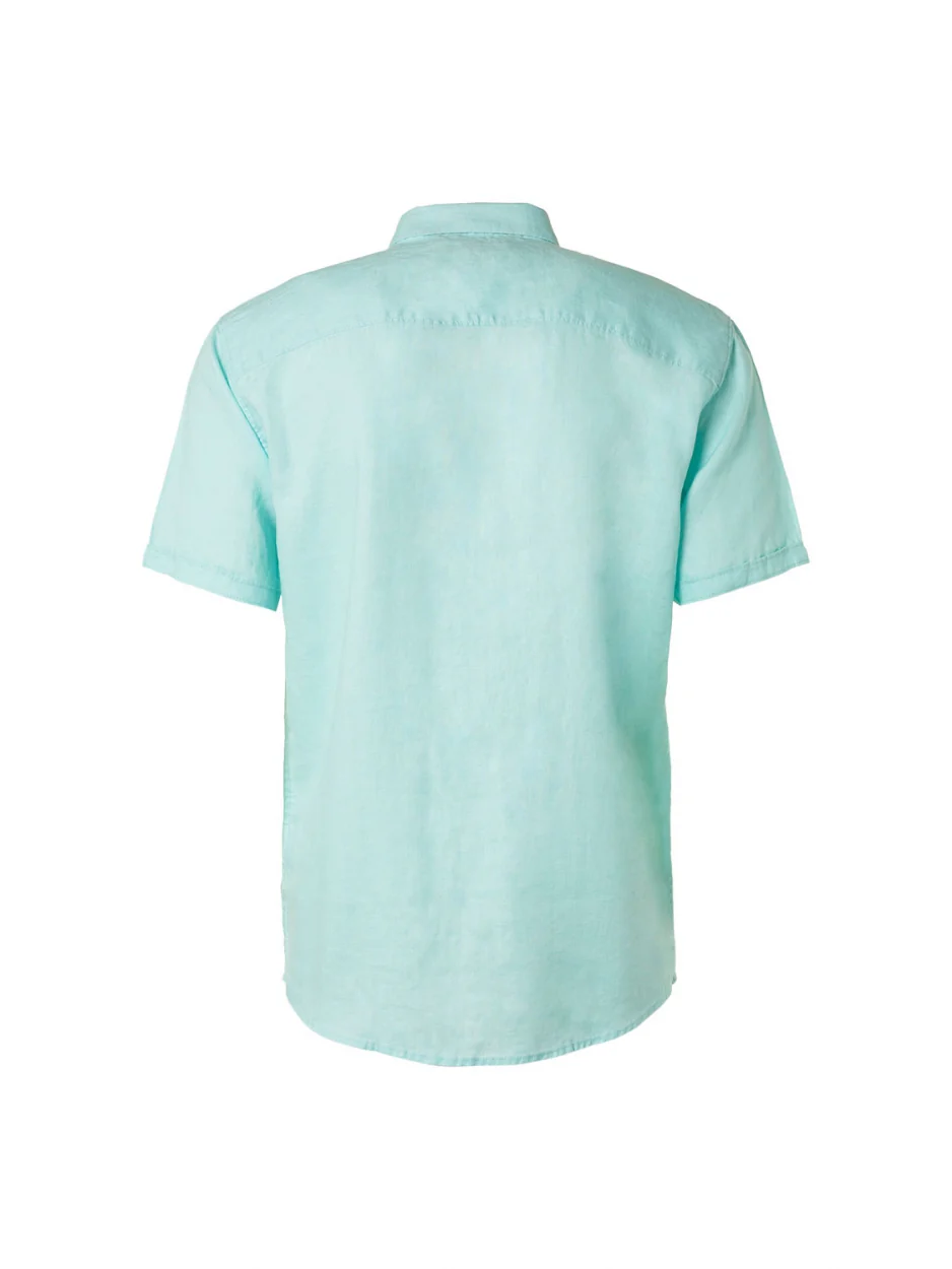 Chemise à manches courtes en lin solide | Light Aqua – Image 7