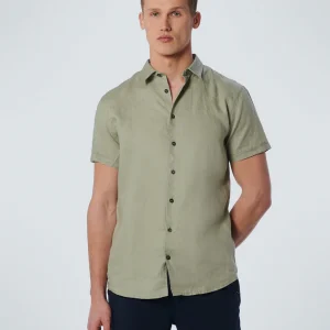 Chemise à manches courtes en lin solide | Smoke Green