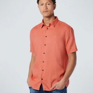 Chemise à manches courtes en lin solide | Papaya