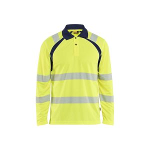 BLAKLADER 35981013 UV Protected Long Sleeved Polo Shirt Hi Vis Hi Vis Reflective Long Sleeve Work Polo MEN - 100% Polyester