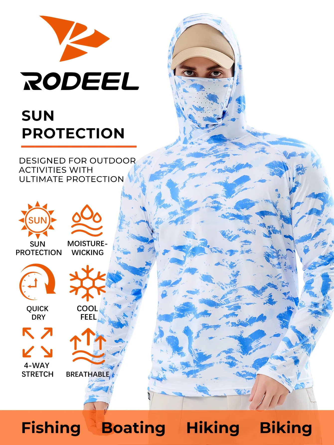 RODEEL Men's Lightweight Hooded T-Shirt: Ultimate UV Protection for Outdoor Enthusiasts – Image 9