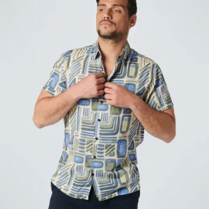 Chemise à manches courtes imprimée Allover | Washed Blue