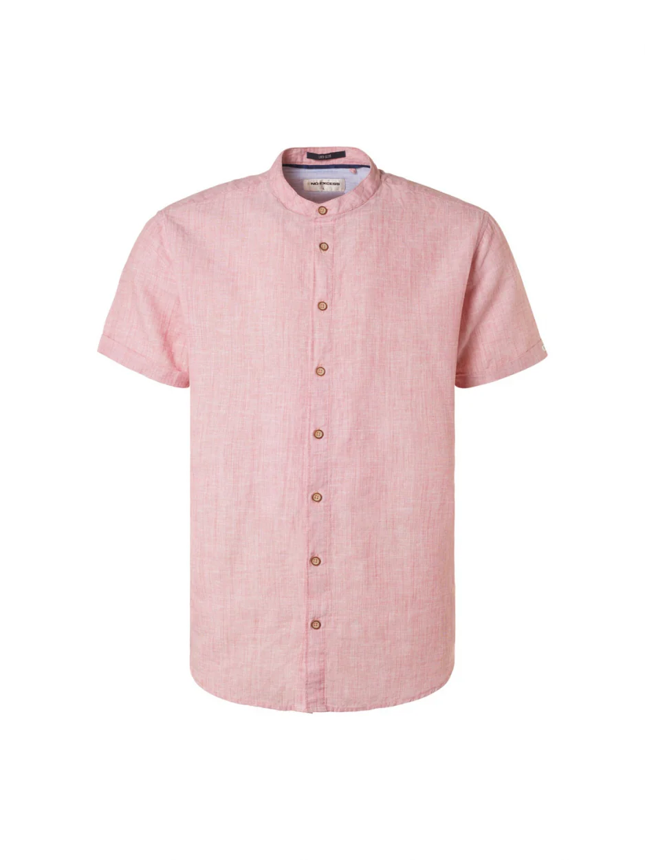 Chemise à manches courtes Granddad Melange With Linen | Old Pink – Image 6