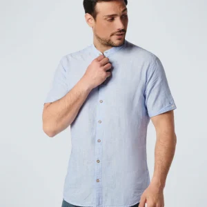 Chemise à manches courtes Granddad Melange With Linen | Washed Blue
