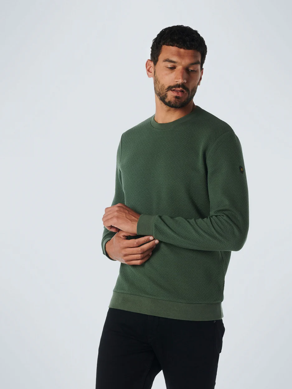 Pull Crewneck Double couche Jacquard Stretch | Dark Green – Image 2