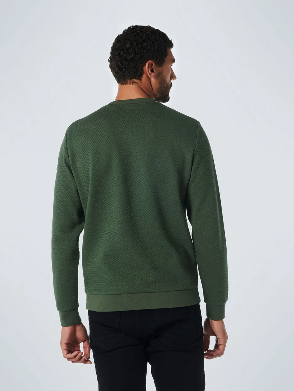 Pull Crewneck Double couche Jacquard Stretch | Dark Green – Image 3