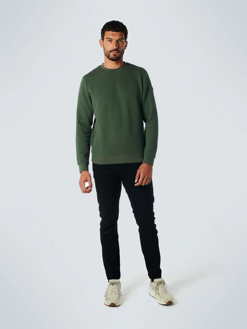 Pull Crewneck Double couche Jacquard Stretch | Dark Green – Image 4