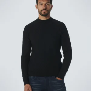 Pull Crewneck Jacquard Mix Knit Solid | Black