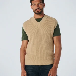 Spencer V-Neck Relief Rib Jacquard with Wool | Stone