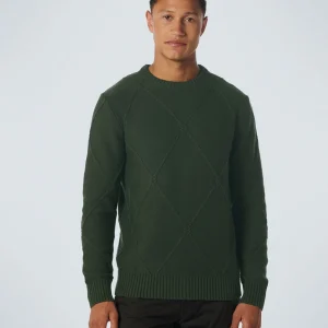 Pullover Crewneck Cable Jacquard With Wool | Dark Green