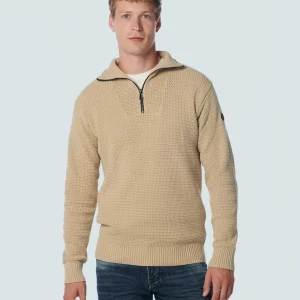 Pullover Half Zipper Solid Jacquard | Stone