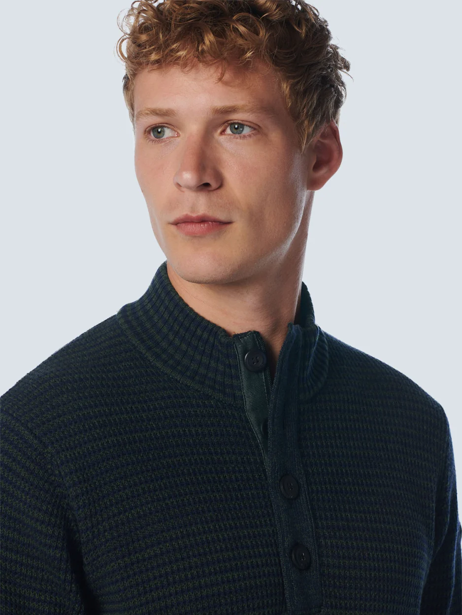 Pull Half Zipper + Button Multi Coloured Jacquard | Night – Image 6