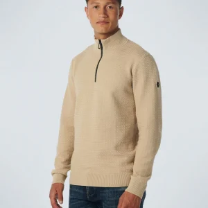 Pullover Half Zipper Solid Jacquard | Stone