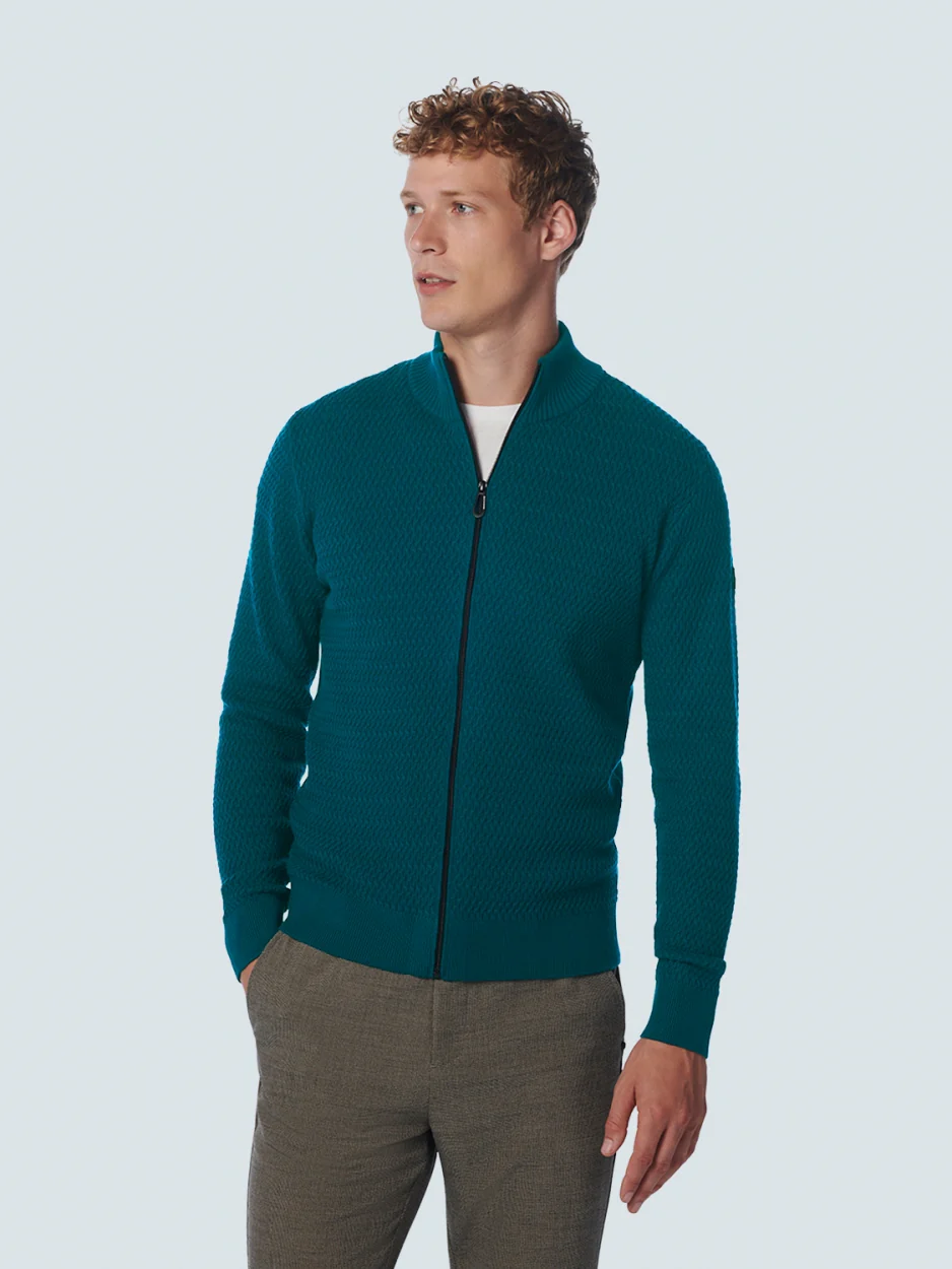 Cardigan solide Jacquard Mix | Ocean