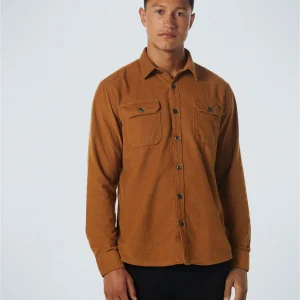 Chemise en velours côtelé solide | Caramel