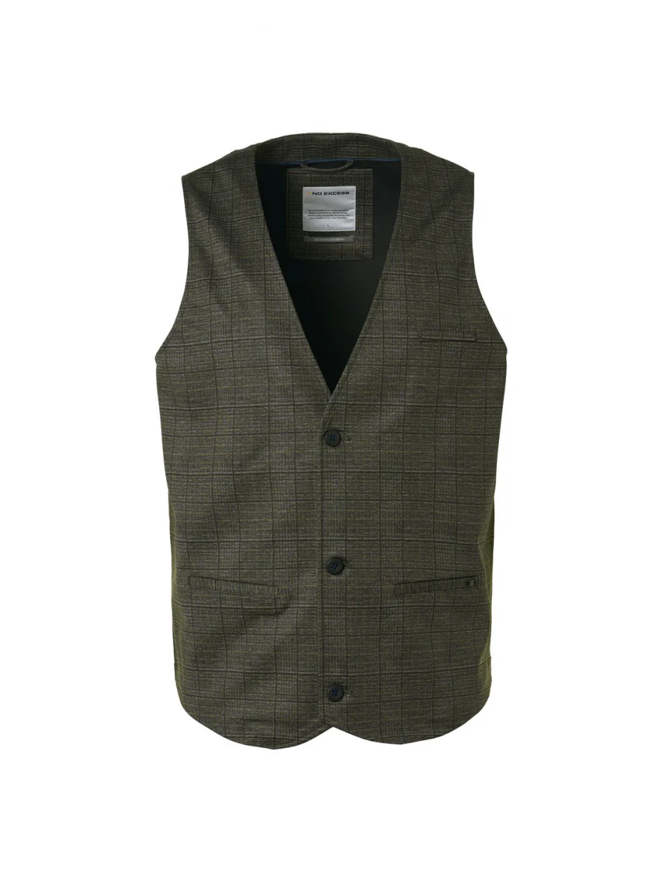 Gilet Jersey Stretch Check | Taupe – Image 6