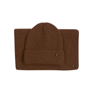 Beenie + Scarf Rib Knit Set | Caramel