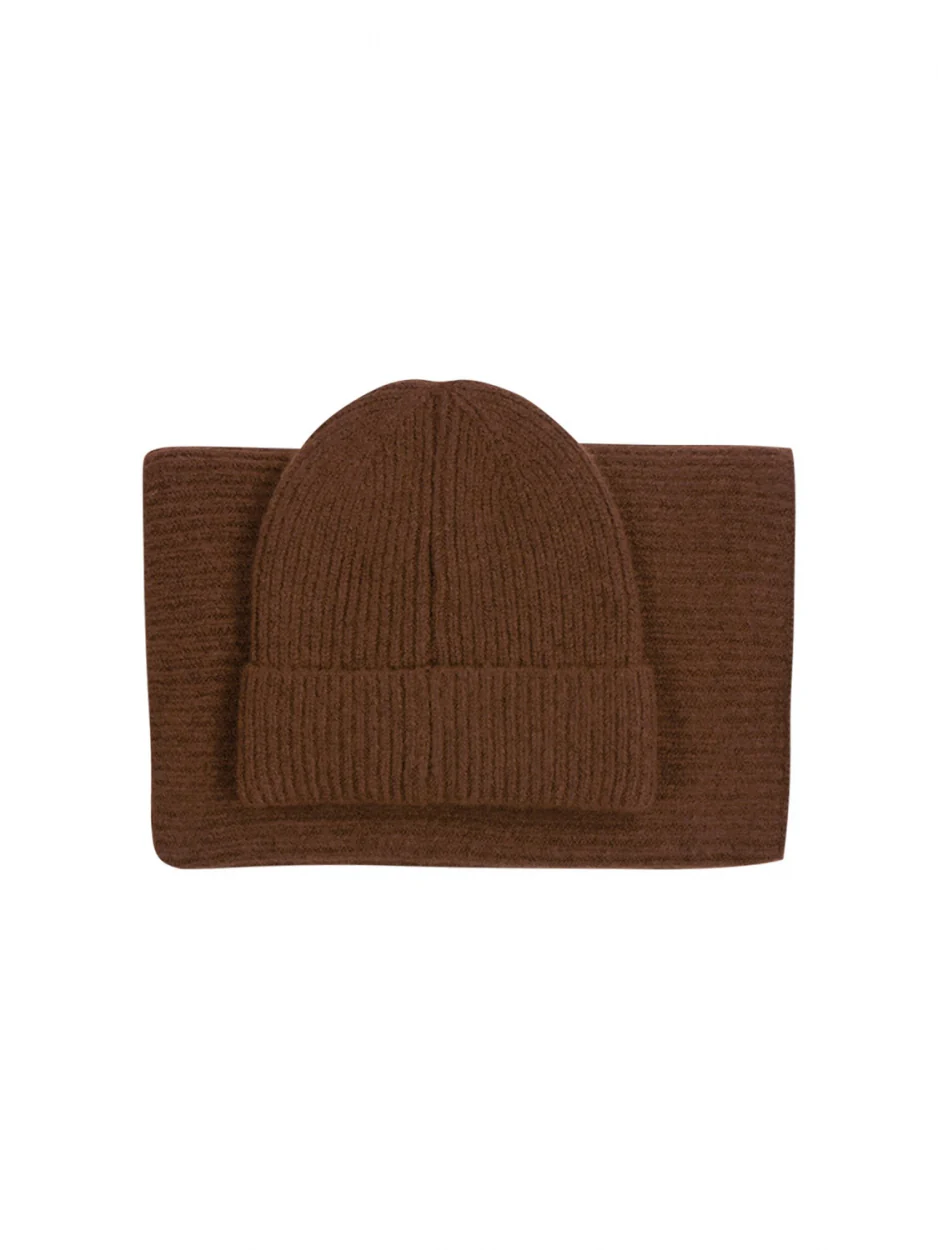 Beenie + Scarf Rib Knit Set | Caramel – Image 3