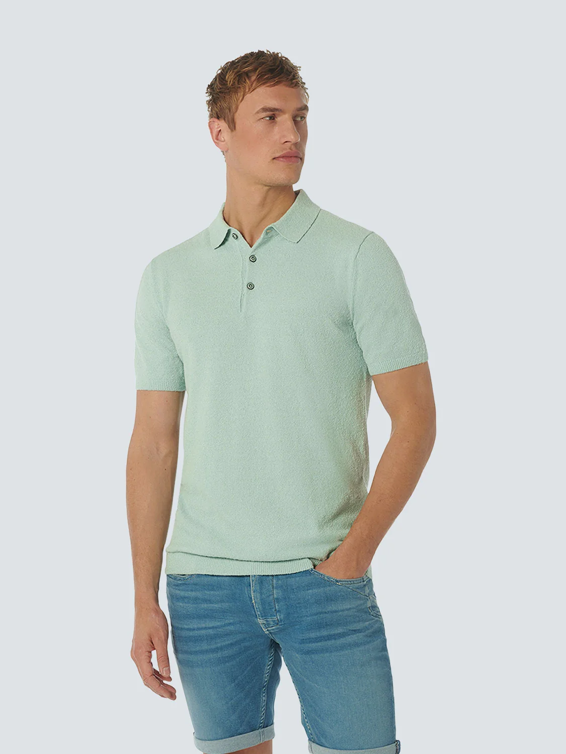 Pull-over à manches courtes Polo Solid Relief Knit | Mint