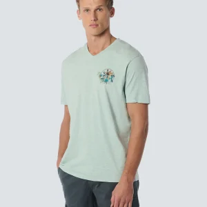 T-Shirt col en V Mélange teinté imprimé sur place | Mint