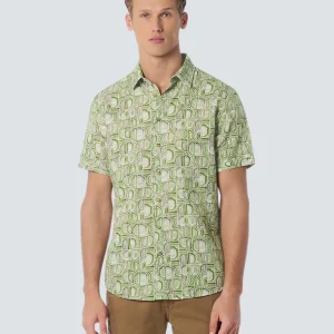 Chemise à manches courtes imprimée avec du lin | Green