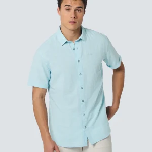 Chemise à manches courtes 2 Coloured Melange With Linen | Aqua