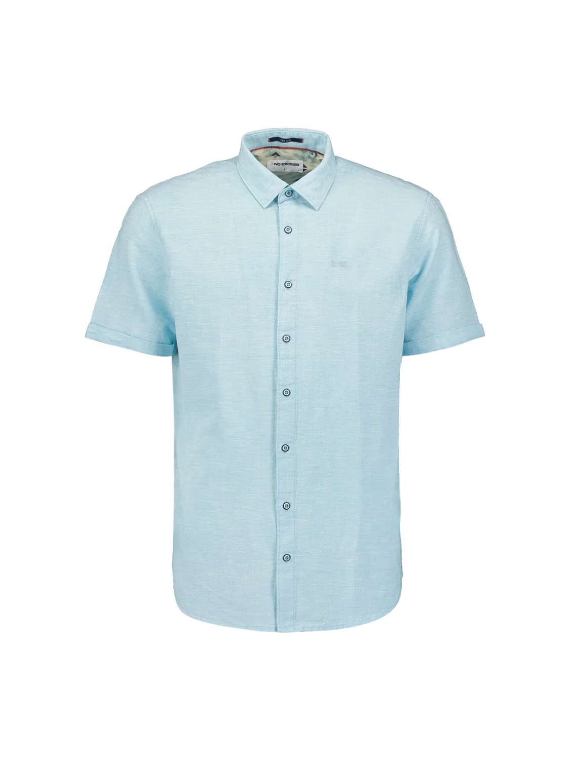 Chemise à manches courtes 2 Coloured Melange With Linen | Aqua – Image 6