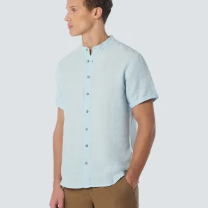 Chemise à manches courtes Granddad 2 Coloured Melange With Linen | Aqua