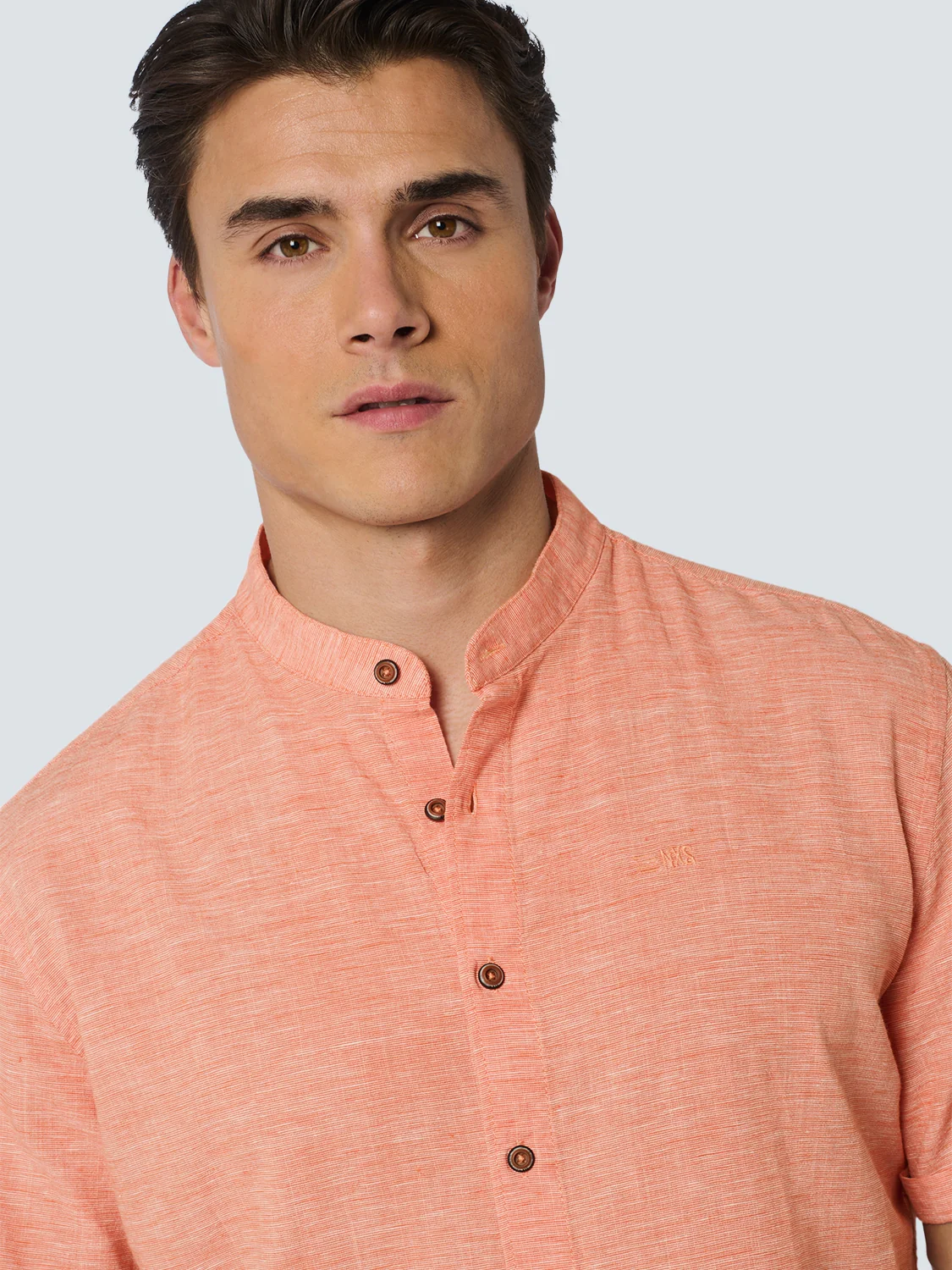 Chemise à manches courtes Granddad 2 Coloured Melange With Linen | Melon – Image 5