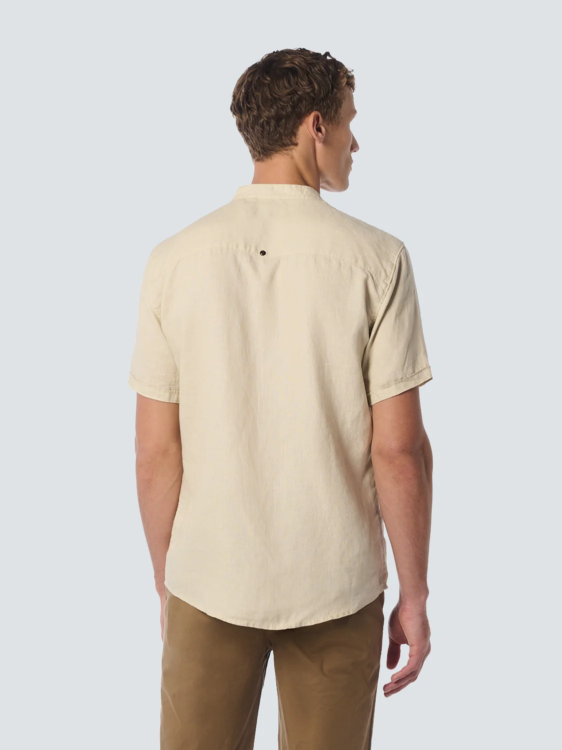 Chemise manche courte Granddad Linen Solid | Cement – Image 3