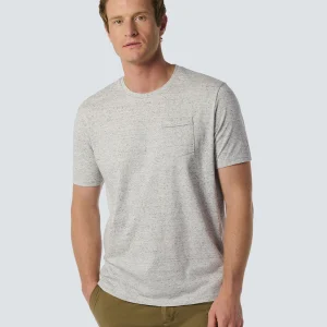 Charmant T-shirt en mélange avec poche poitrine subtile | White