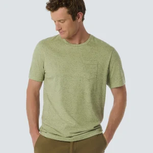 Charmant T-shirt en mélange avec poche poitrine subtile | Lime