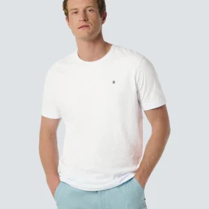 T-Shirt à col rond avec manches roulées et impression subtile du logo | White