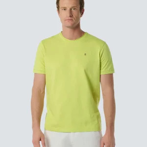T-Shirt à col rond avec manches roulées et impression subtile du logo | Lime