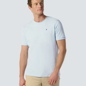 T-Shirt à col rond avec manches roulées et impression subtile du logo | Sky