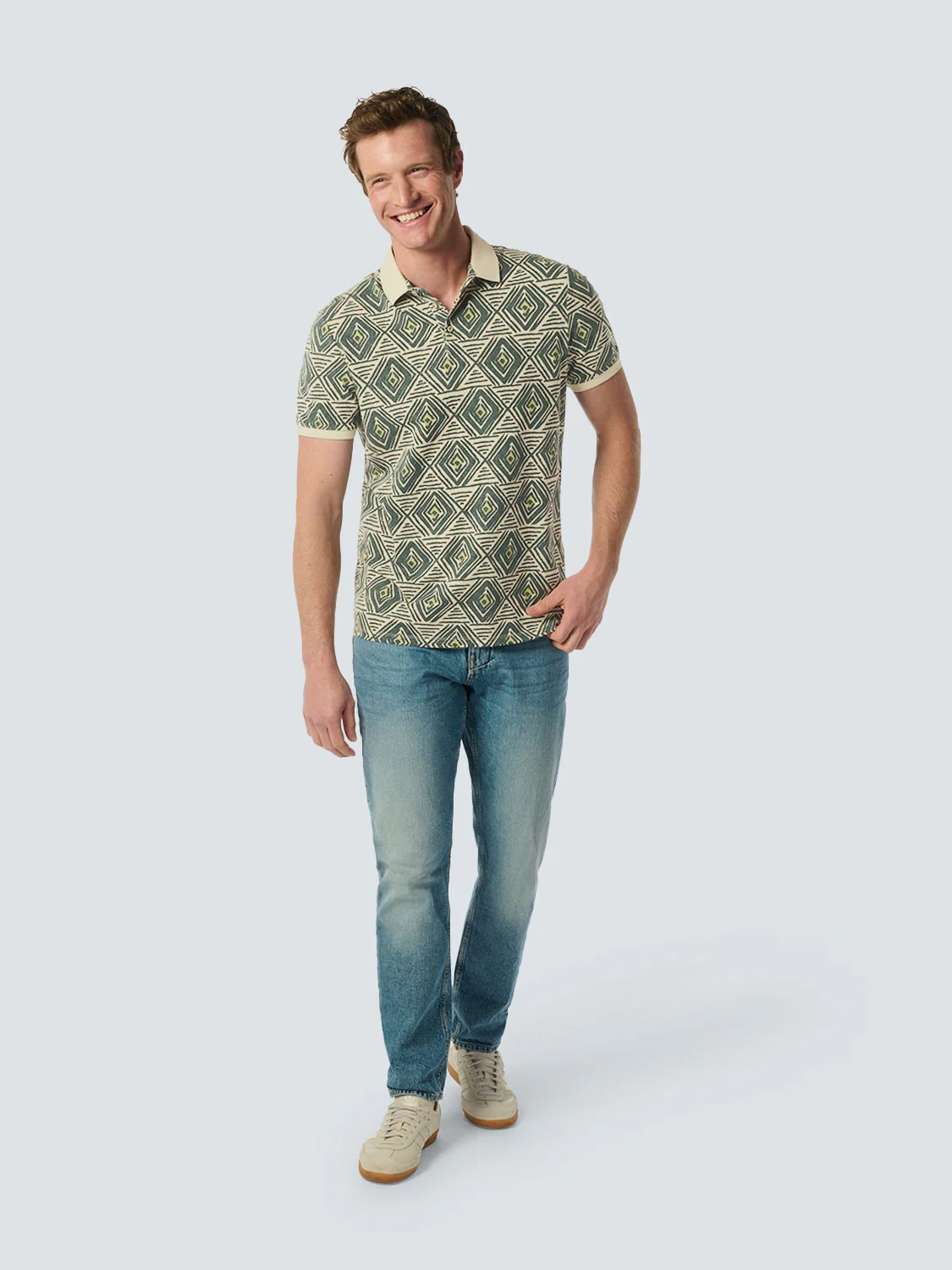 Polo hommes à carreaux artistiques | Cement – Image 4