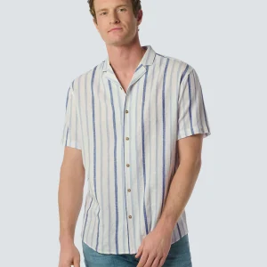 Chemise à manches courtes avec col resort et 3 bandes de couleur neutre | White