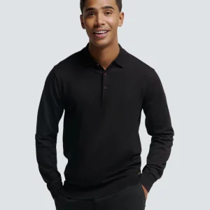 Polo à manches longues avec fermeture boutonnée : un confort élégant | Black
