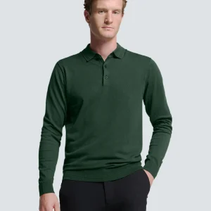 Polo à manches longues avec fermeture boutonnée : un confort élégant | Dark Green