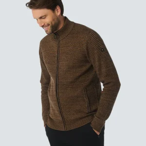 Gilet en jacquard côtelé à trois tons : design moderne et confort | Brown