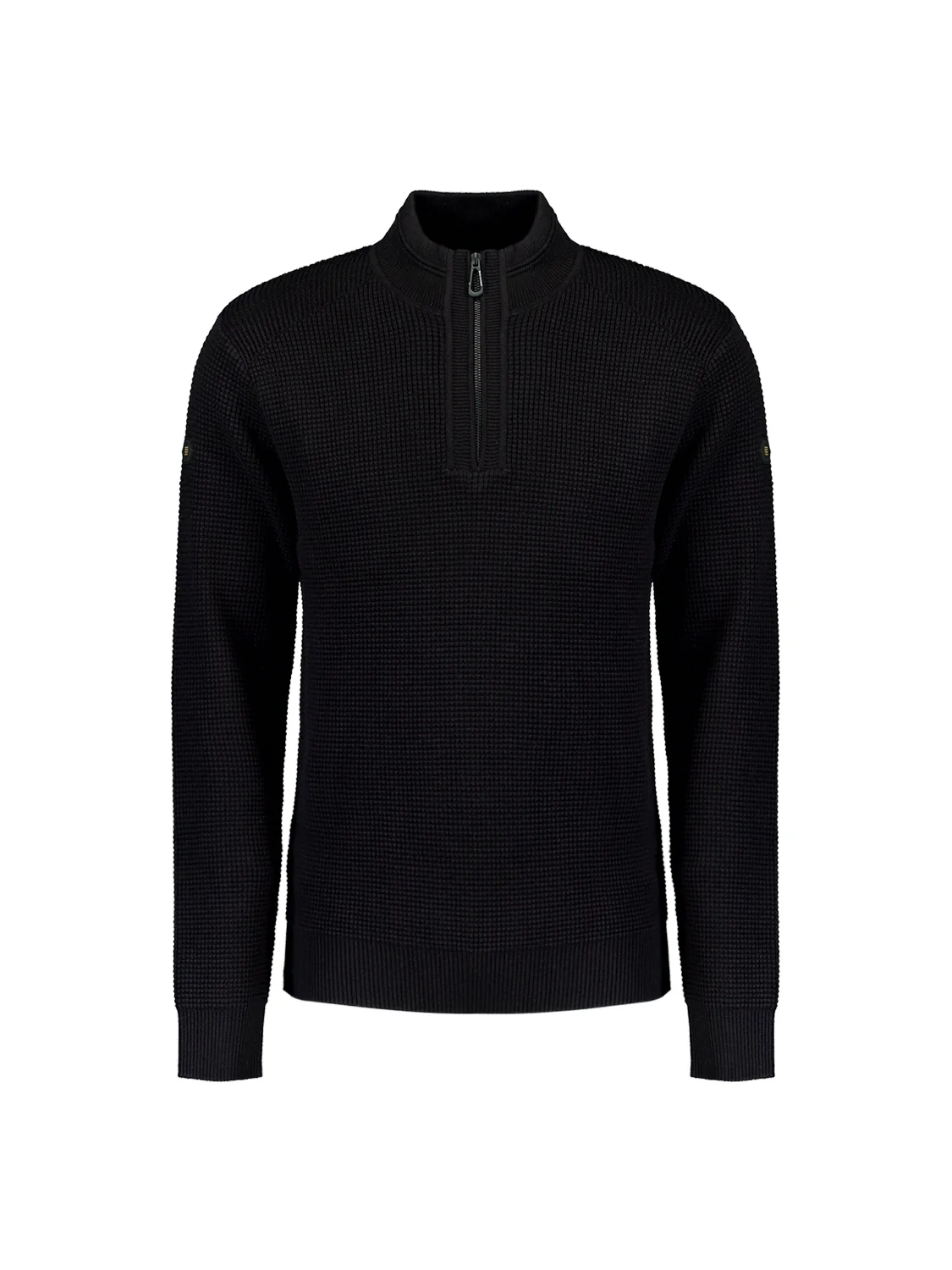Pull semi-zippé de luxe en jacquard solide : Élégant et confortable | Black – Image 6