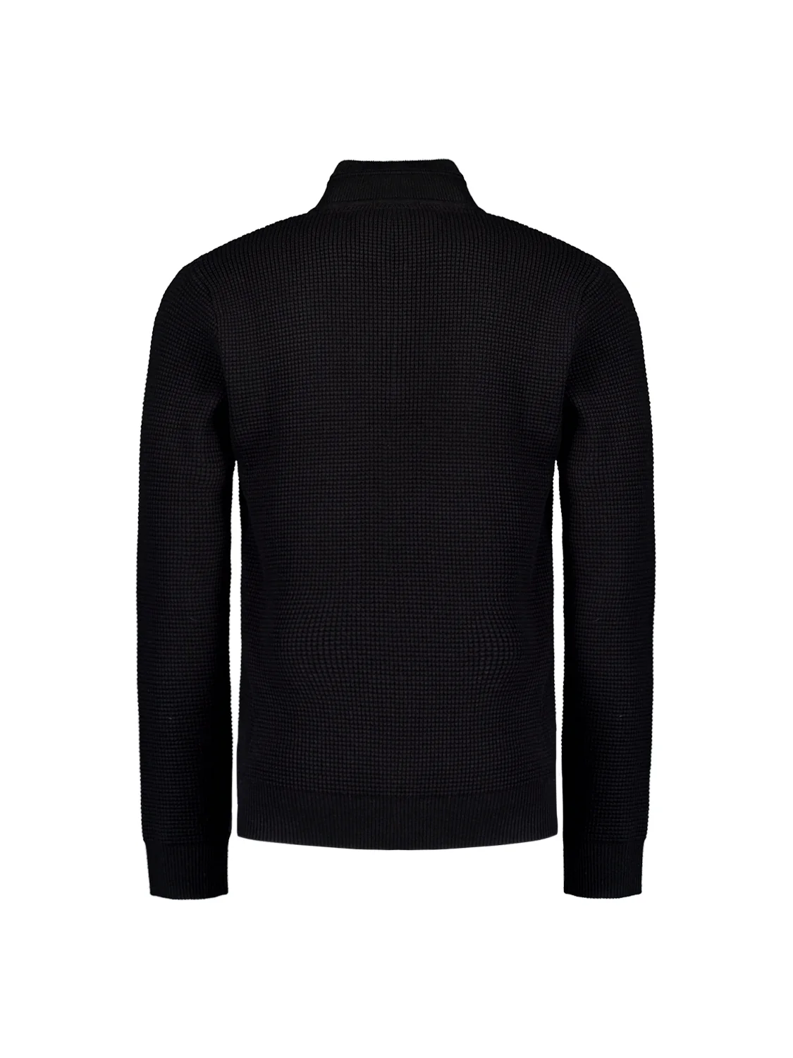Pull semi-zippé de luxe en jacquard solide : Élégant et confortable | Black – Image 7