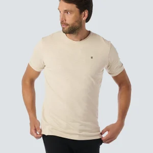 T-Shirt à col rond avec manches roulées et impression subtile du logo | Cement