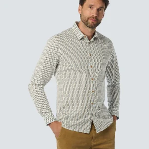 Chemise d'hiver élégante avec motif dynamique sur toute la surface | White